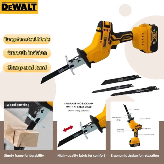 DeWalt 2800 RPM 3999 W 20 V kefenélküli elektromos fűrész — vezeték nélküli orrfűrész fém, fa és csövek vágásához, nagy teljesítményű elektromos szerszám.