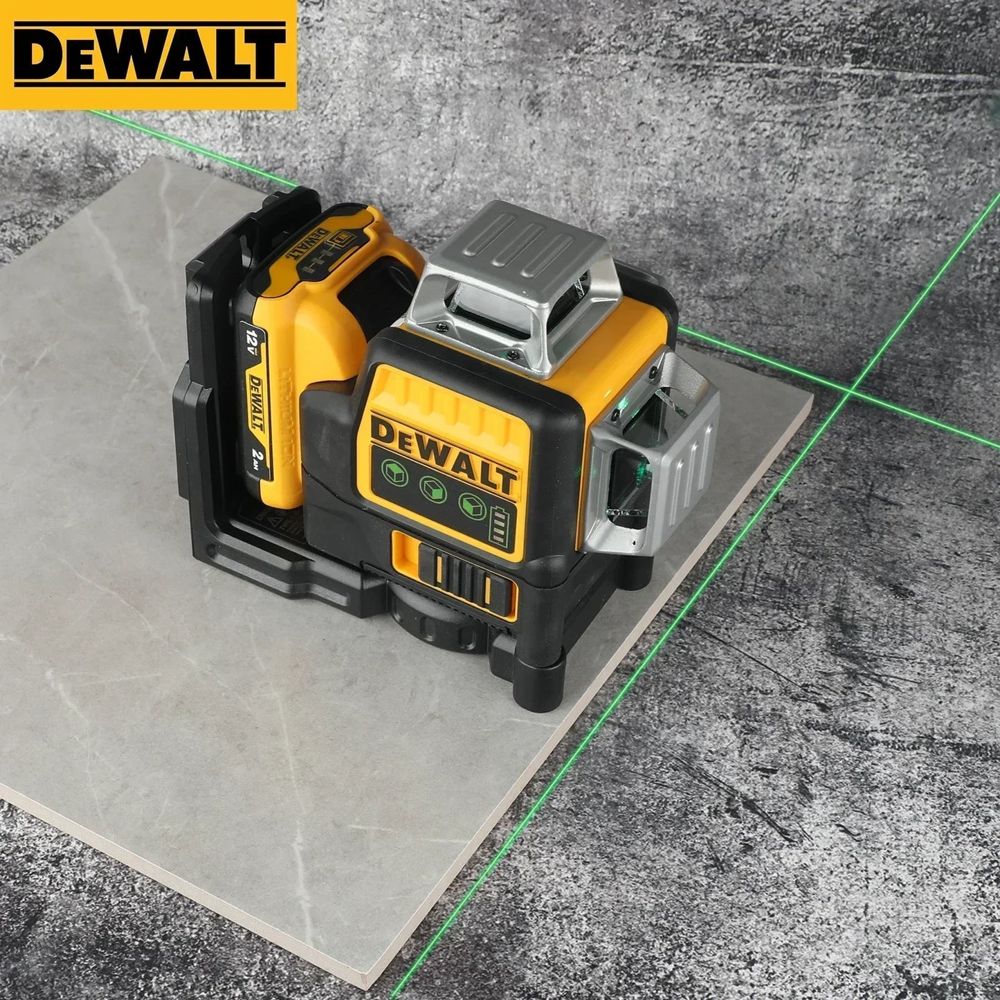 DeWalt DW089LG 360°-os lézeres szintező — professzionális építőipari mérőeszköz, nagy pontosságú lézer, vezeték nélküli/újratölthető.