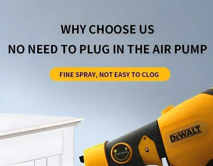 800 ml-es vezeték nélküli DEWALT elektromos festékszóró pisztoly — nagy teljesítményű hordozható festőeszköz autóbevonatokhoz és bútorokhoz, DEWALT akkumulátorral kompatibilis szórópisztoly.